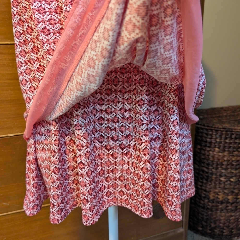 Worthington Size XL Coral Coastal Pattern with Layered Flair Sleeveless - Picture 5 of 15